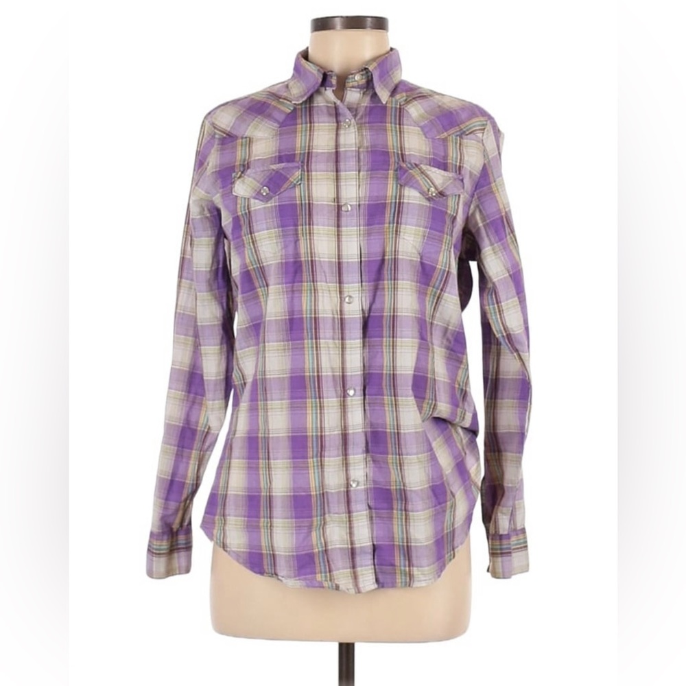 Wranglers Women’s Purple Plaid Button Down Shirt - Medium